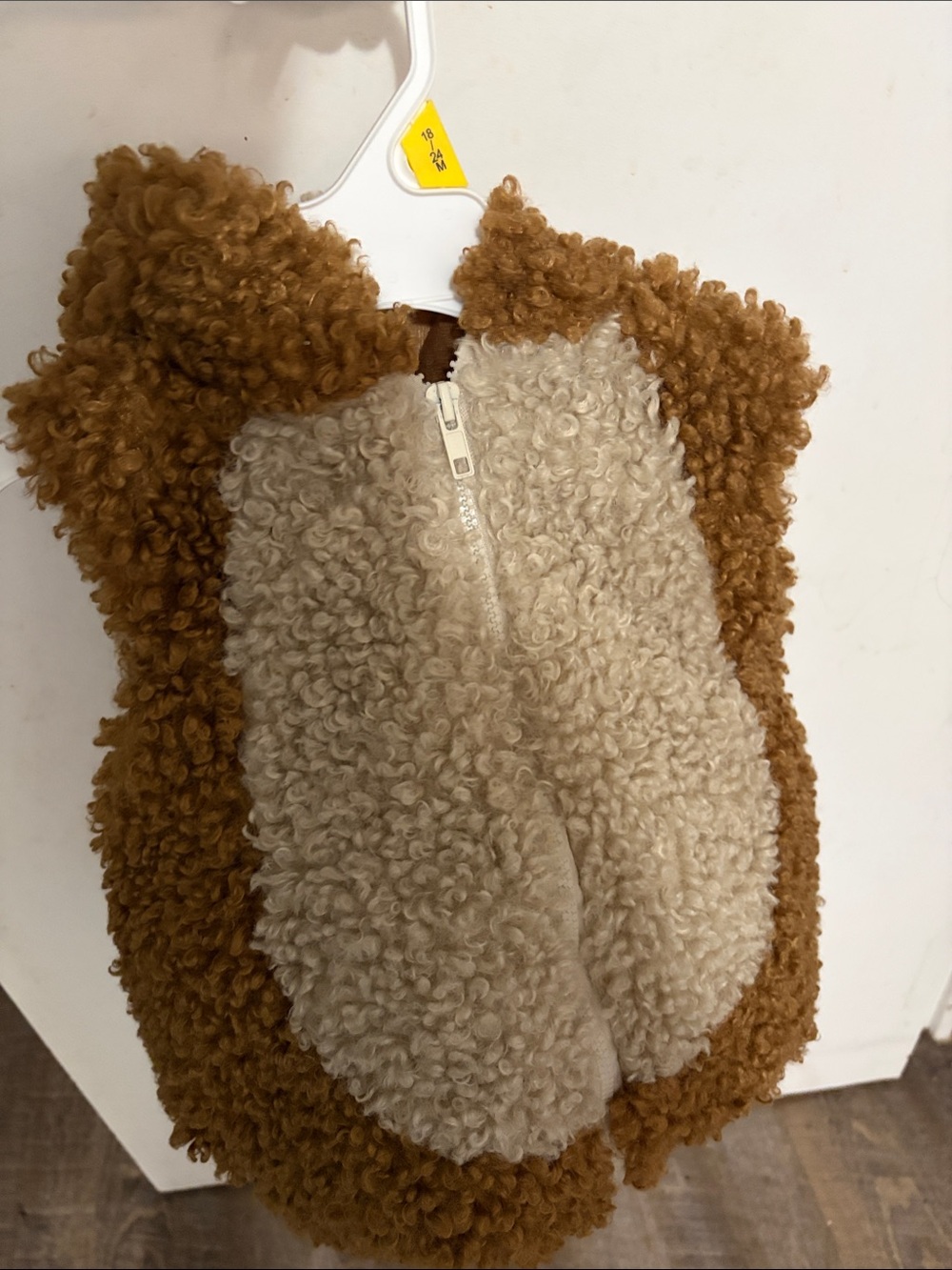 Kids Brown & Cream Teddy Sherpa Costume Vest - Cozy Halloween Layer